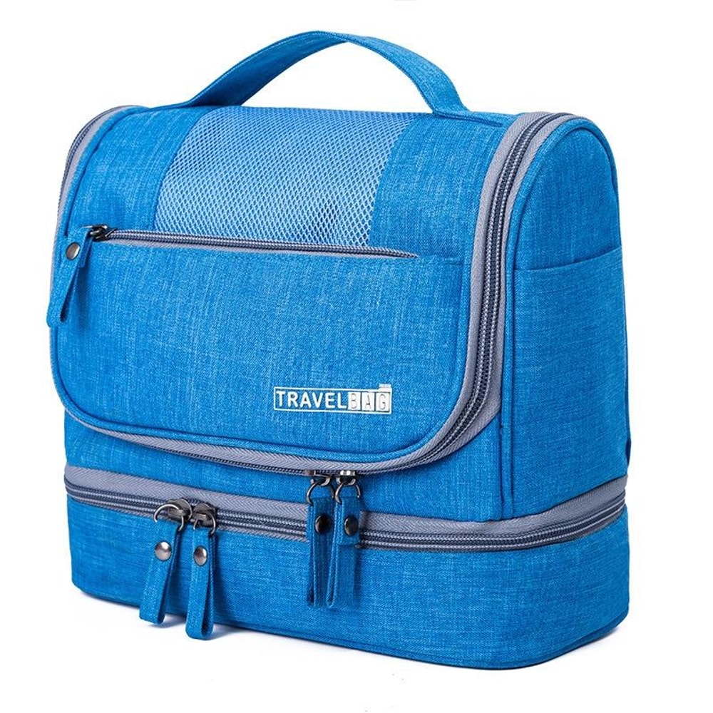 Large Capacity Waterproof Travel Makeup Bag with Hook and Wet Dry Separation