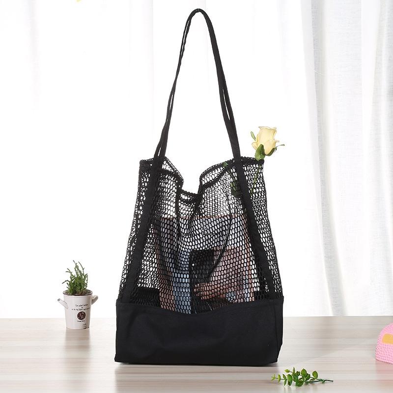 Transparent Mesh Shoulder Bag for Students Lightweight Black See Through School Bag