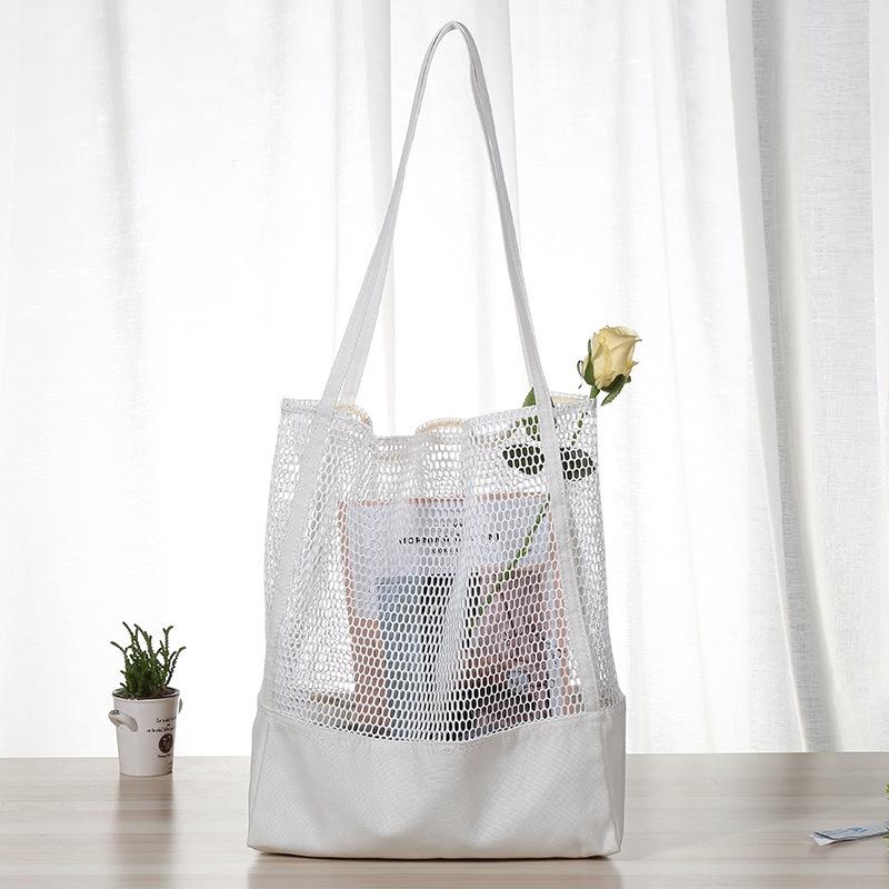 Transparent Mesh Shoulder Bag for Students Lightweight Black See Through School Bag