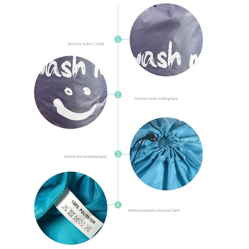 Smile Face Nylon Drawstring Quilt Storage Bag For Clothes And Travel 2