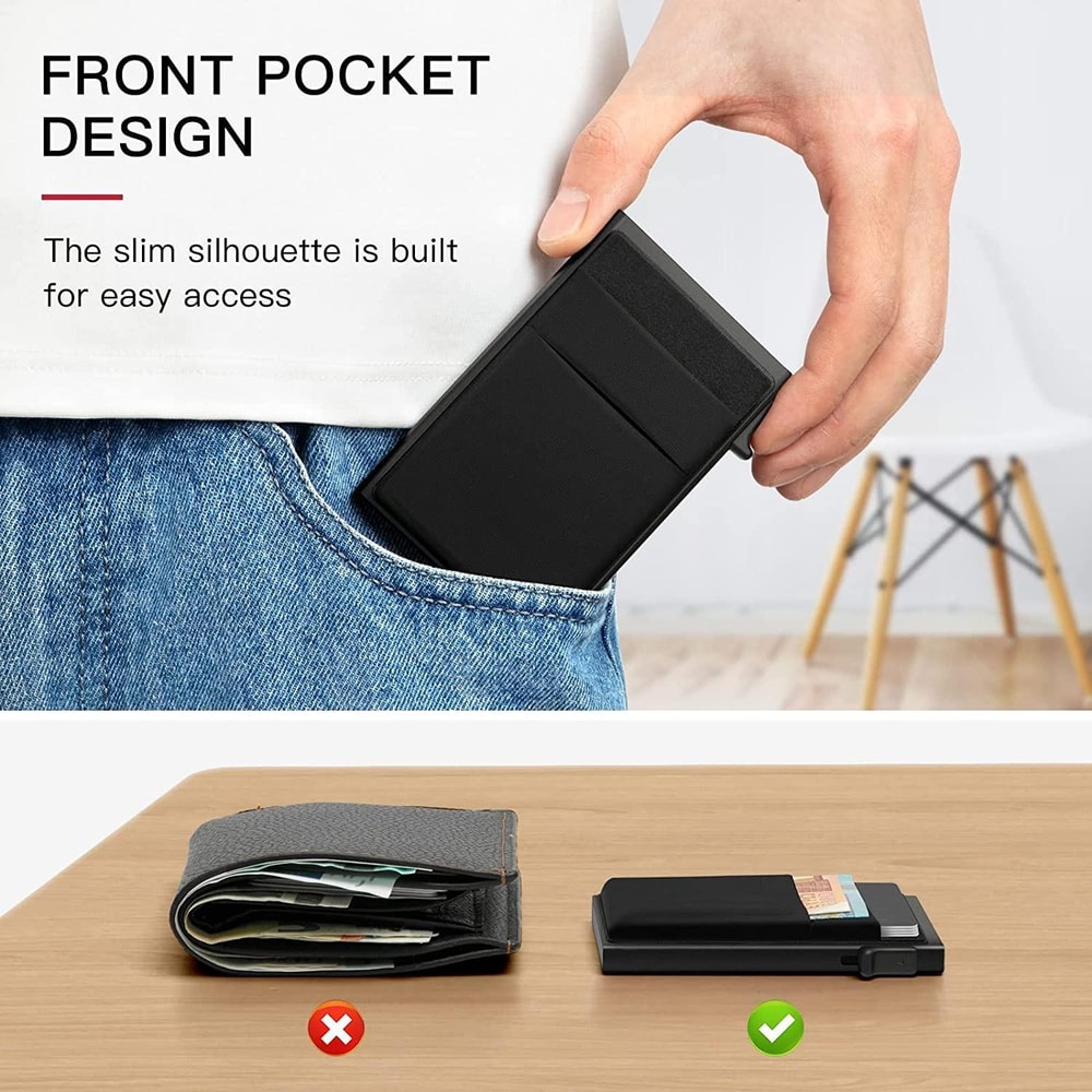 Slim Metal RFID Blocking Wallet With Pop Up Card Holder And Money Clip 4