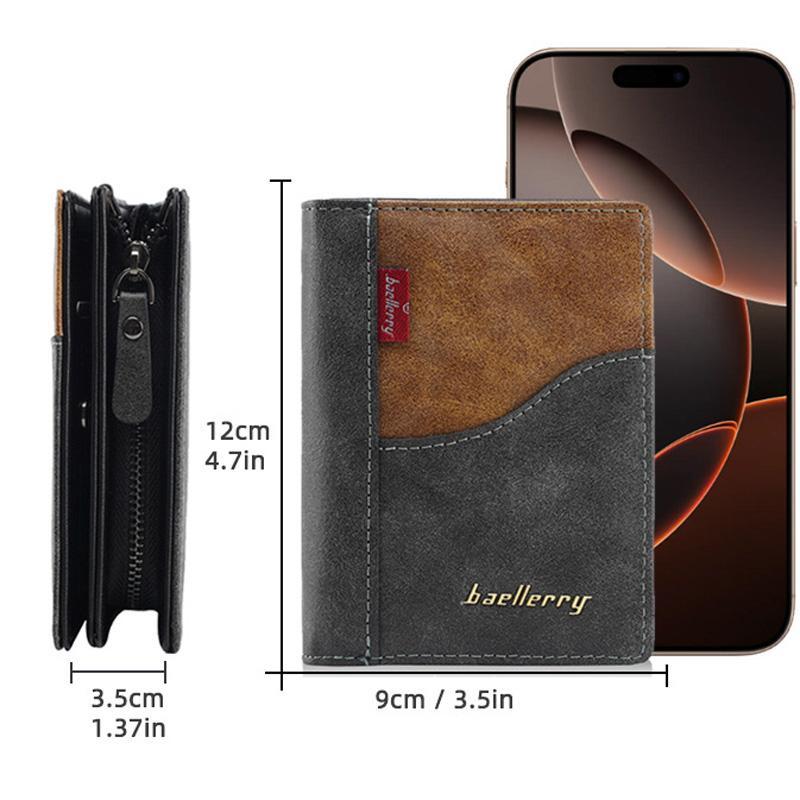 Mens Compact Zipper Wallet with Coin Card Holder