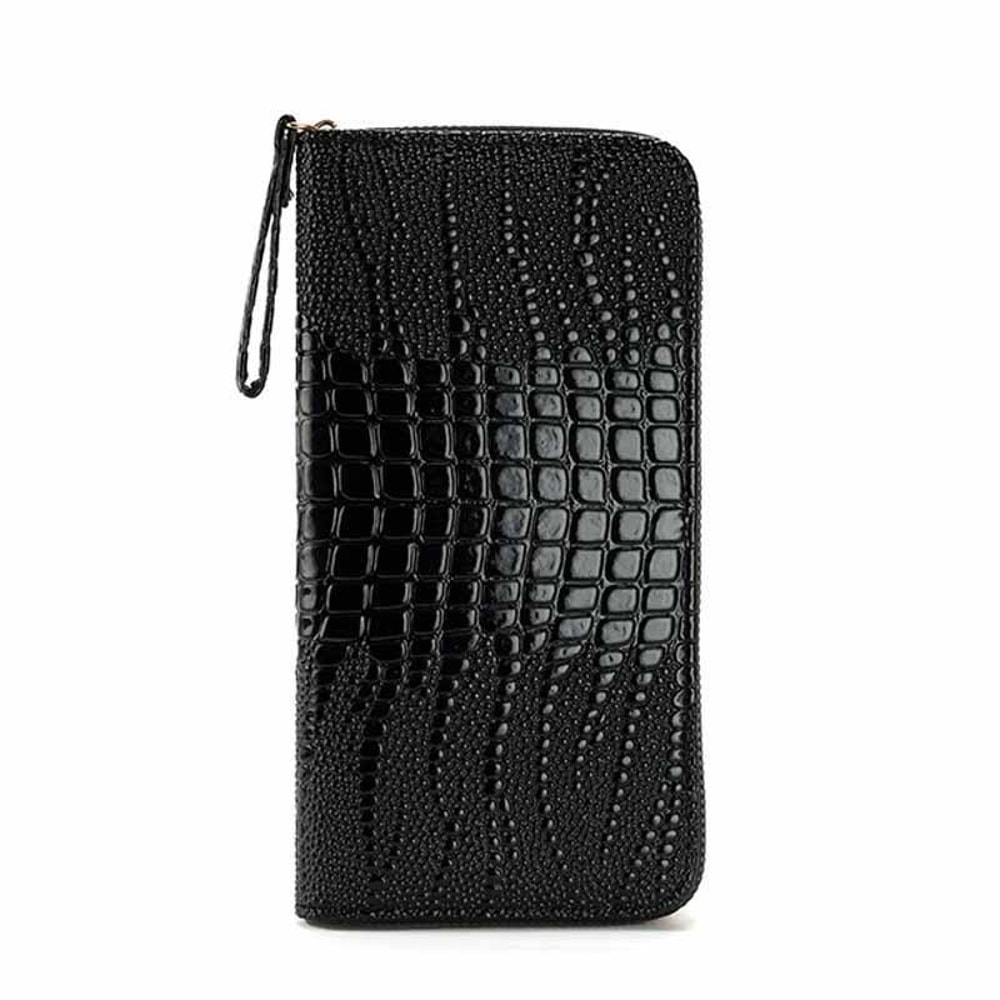Womens Long Alligator Pattern Wallet Large Capacity MultiCard Wristlet Clutch 0