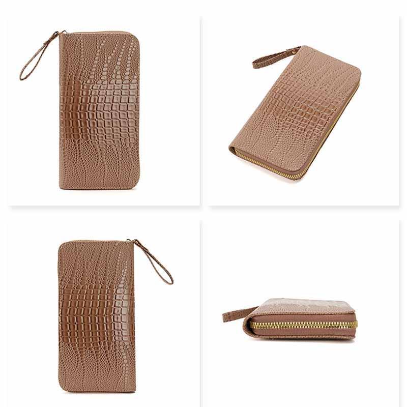 Womens Long Alligator Pattern Wallet Large Capacity MultiCard Wristlet Clutch 4