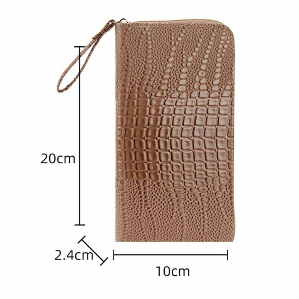 Womens Long Alligator Pattern Wallet Large Capacity MultiCard Wristlet Clutch 5