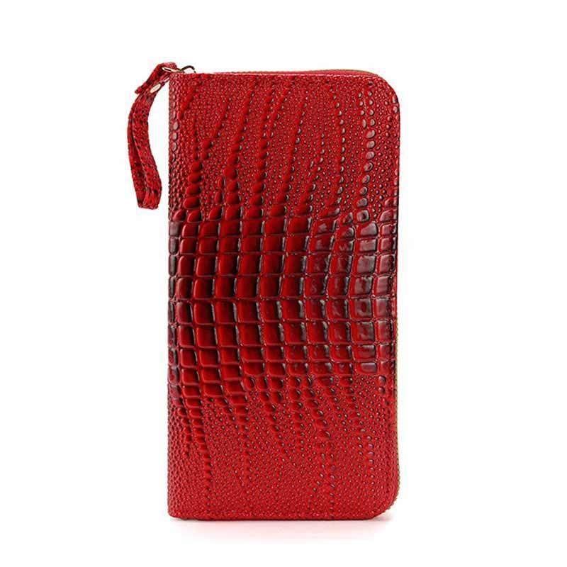 Womens Long Alligator Pattern Wallet Large Capacity MultiCard Wristlet Clutch 7