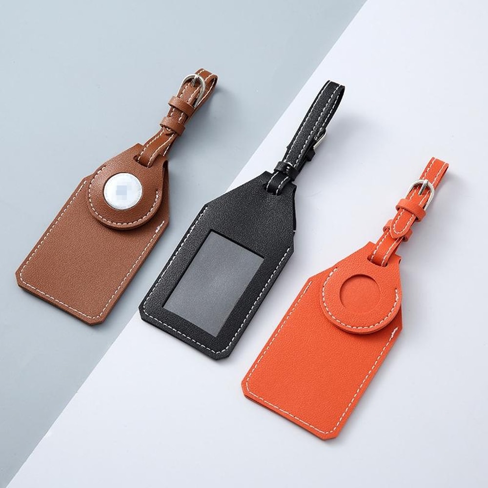 PU Leather AirTag Luggage Tag Holder For Travel Bags 1