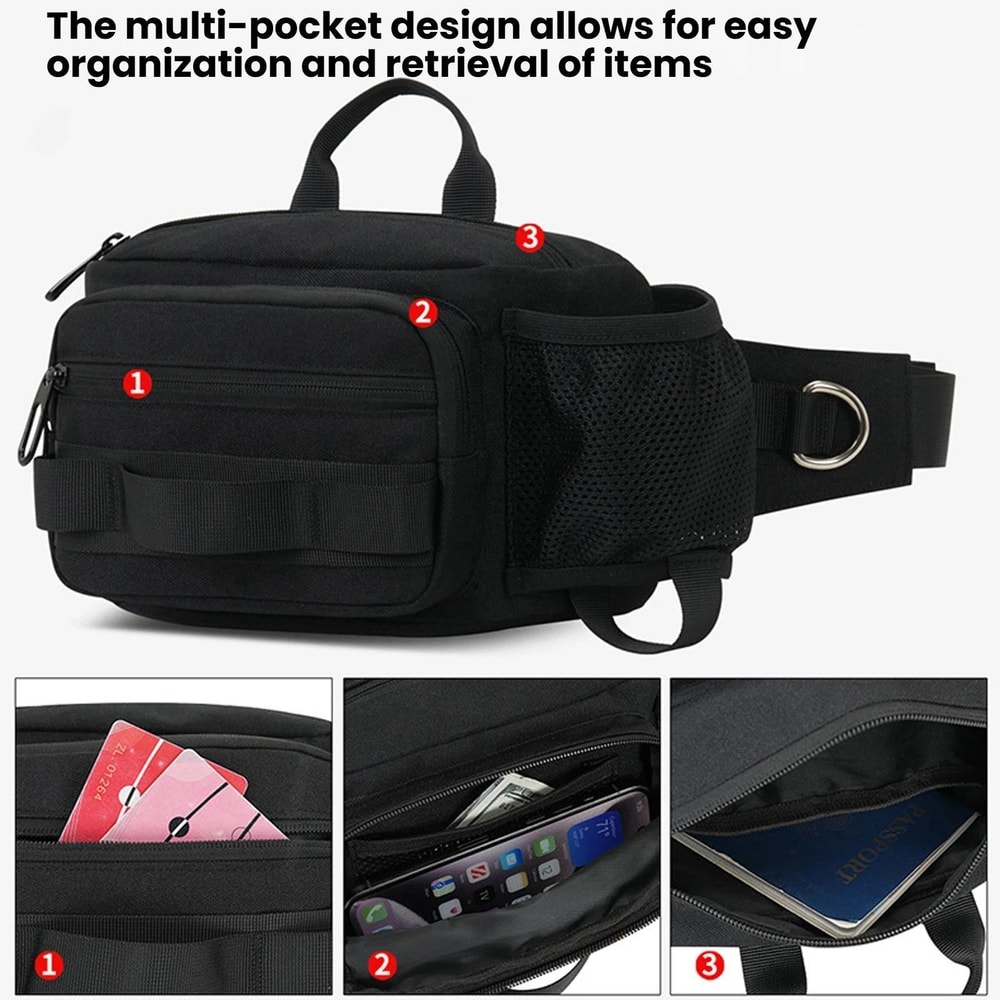 Waterproof Hiking Waist Pack With Bottle Holder Large Capacity Fitness Bag 2