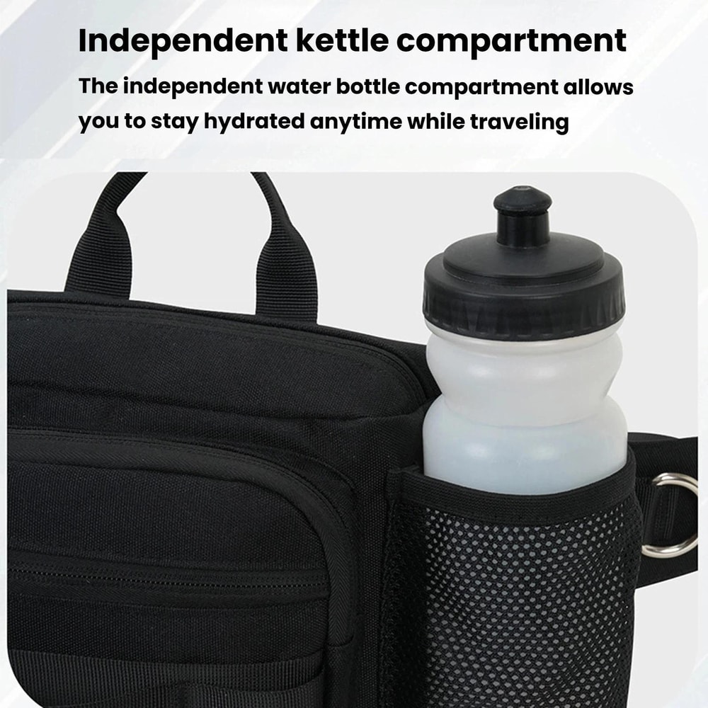 Waterproof Hiking Waist Pack With Bottle Holder Large Capacity Fitness Bag 4