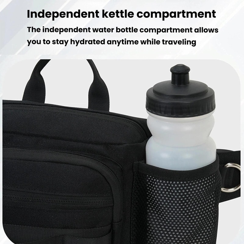 Waterproof Hiking Waist Pack With Bottle Holder Large Capacity Fitness Bag 4
