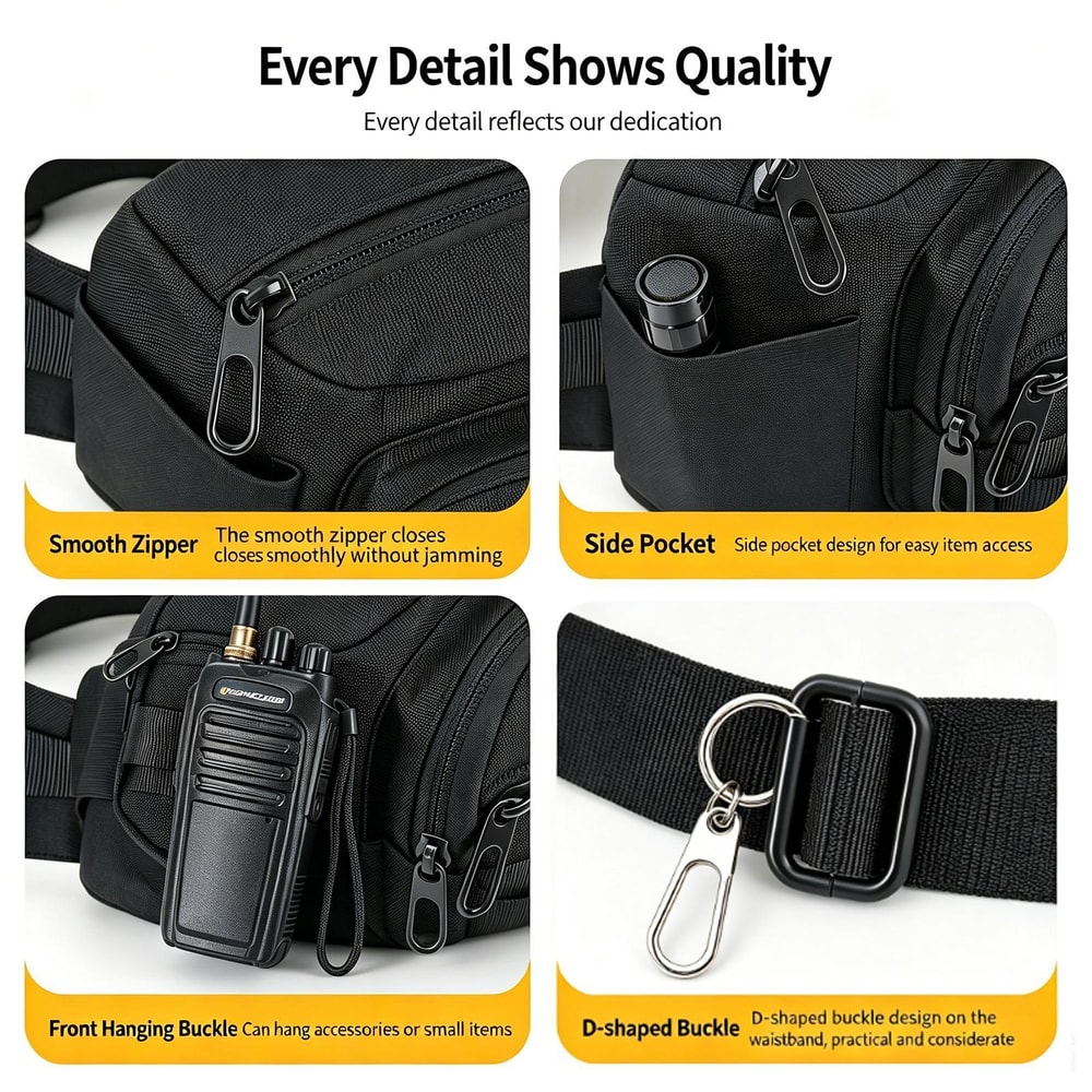 Waterproof Hiking Waist Pack With Bottle Holder Large Capacity Fitness Bag 5