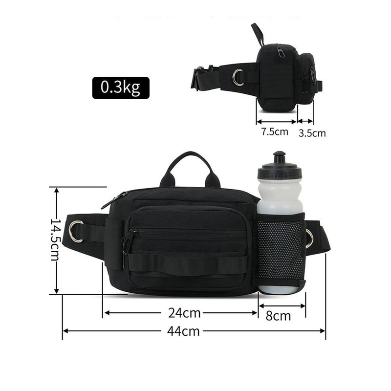Waterproof Hiking Waist Pack With Bottle Holder Large Capacity Fitness Bag 6