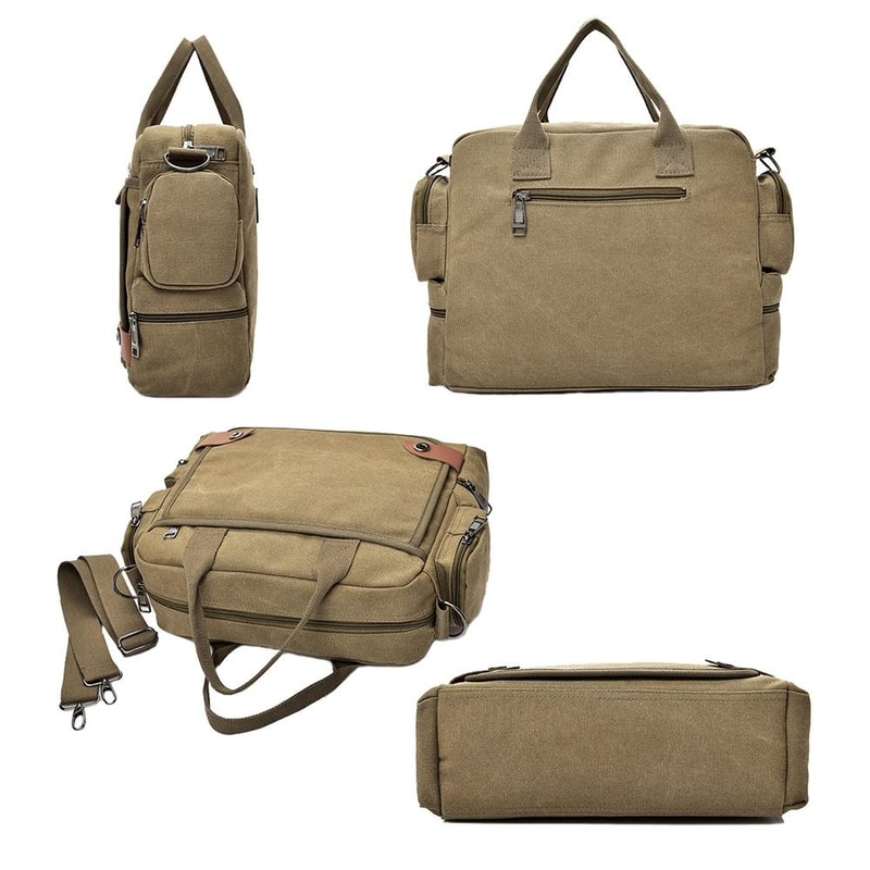Waterproof Canvas Laptop Shoulder Bag With Anti Theft Storage 1