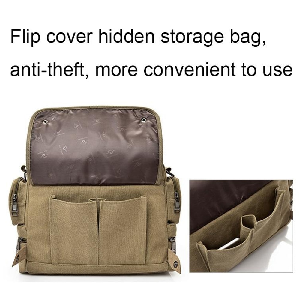 Waterproof Canvas Laptop Shoulder Bag With Anti Theft Storage 3