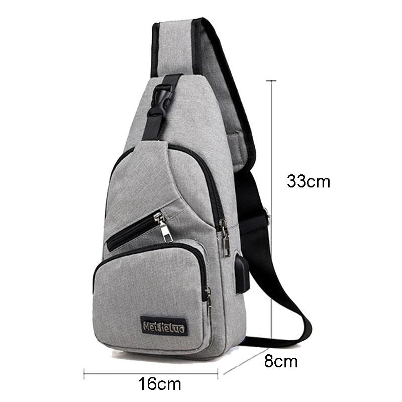 Men Chest Bag with USB Port Lightweight Crossbody Shoulder Sling