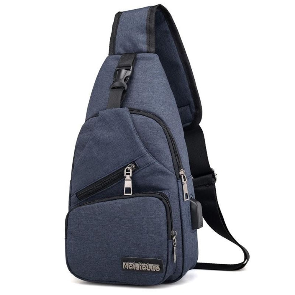 Men Chest Bag with USB Port Lightweight Crossbody Shoulder Sling
