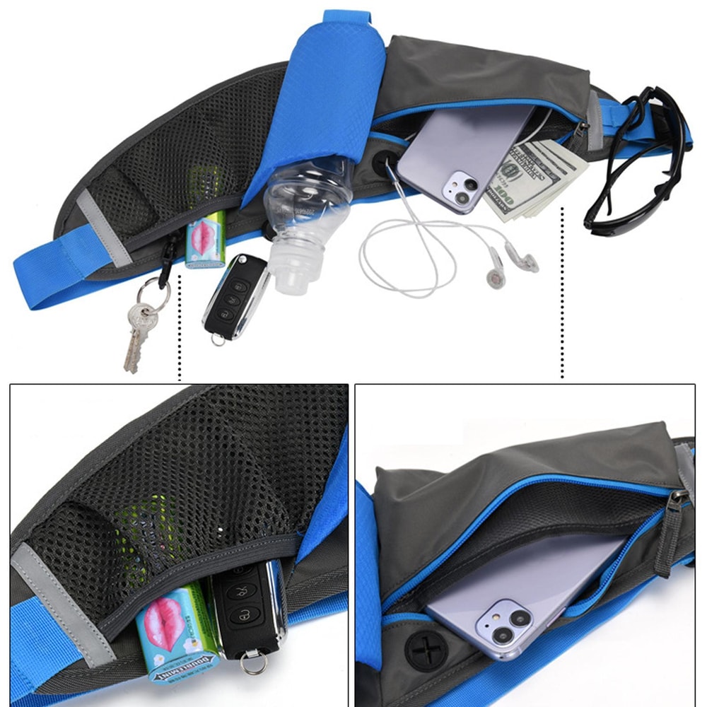 Waterproof Running Waist Bag With Bottle Holder And Phone Pouch 3