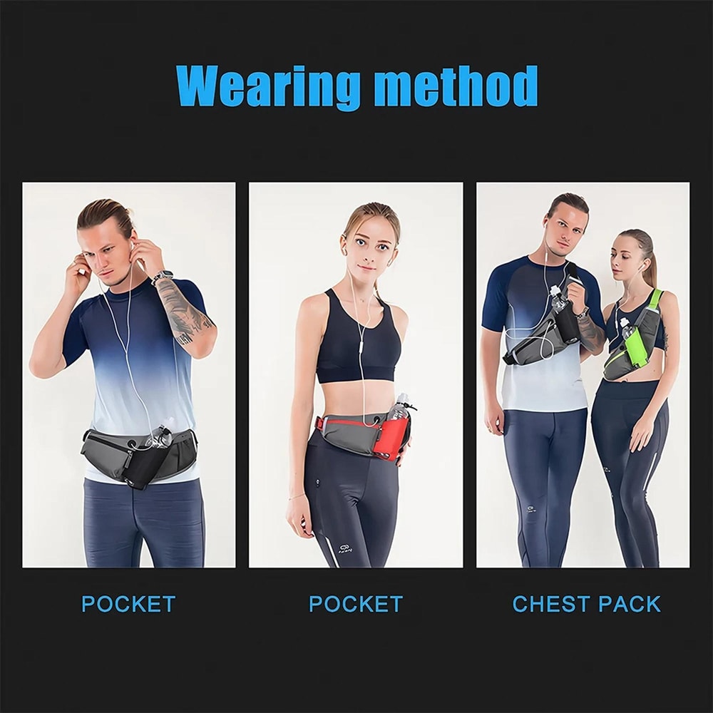 Waterproof Running Waist Bag With Bottle Holder And Phone Pouch 5