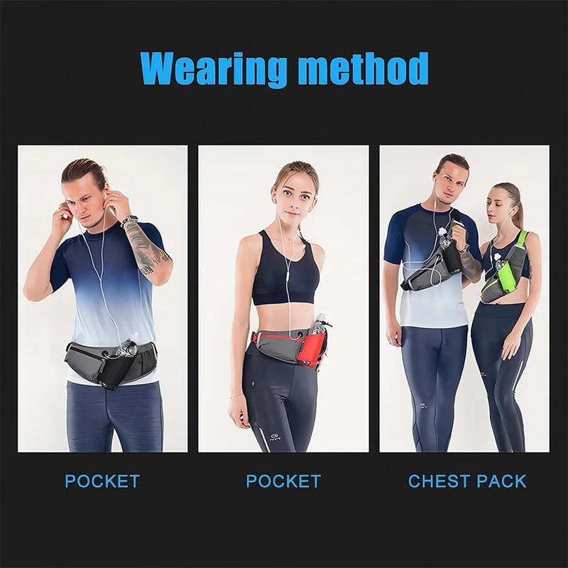 Waterproof Running Waist Bag With Bottle Holder And Phone Pouch 5