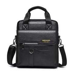 mens pu leather vertical messenger bag for work and travel