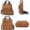 Mens PU Leather Vertical Messenger Bag for Work and Travel