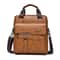 Mens PU Leather Vertical Messenger Bag for Work and Travel