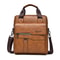 Mens PU Leather Vertical Messenger Bag for Work and Travel