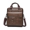 Mens PU Leather Vertical Messenger Bag for Work and Travel