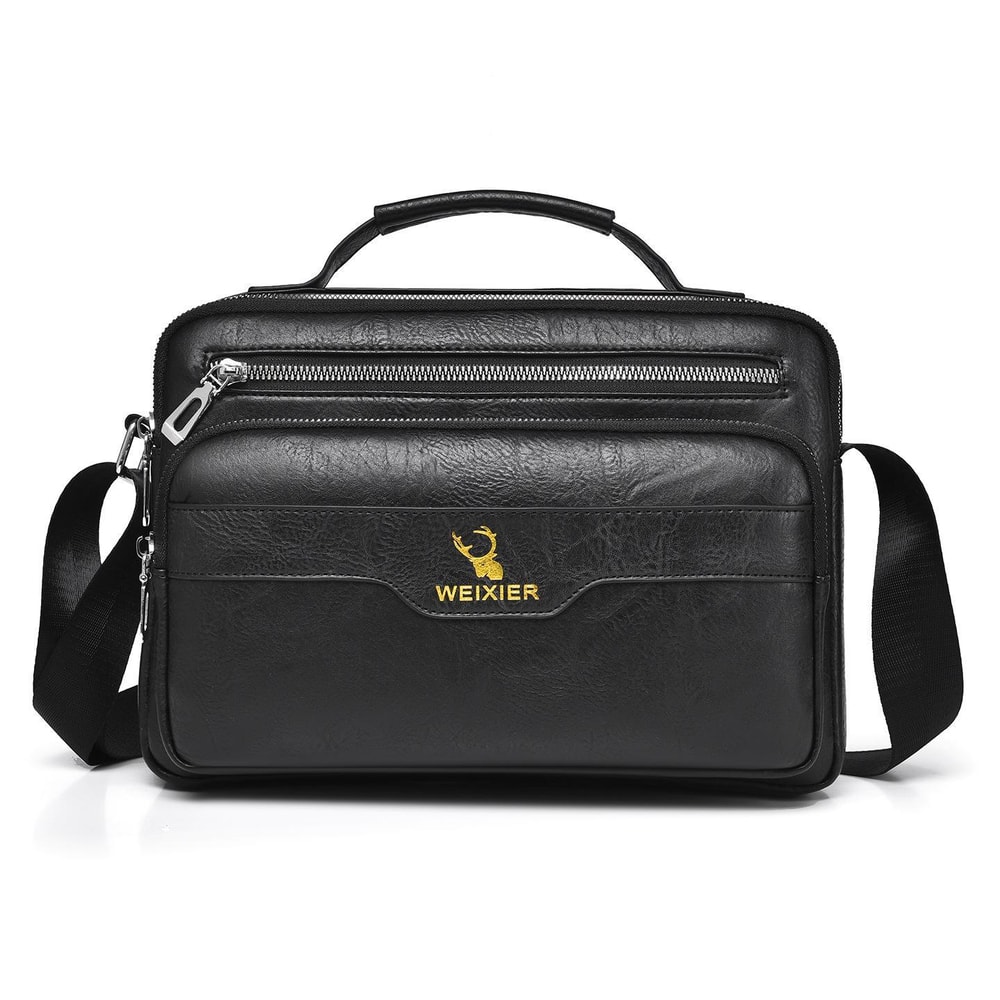 Retro Mens Crossbody Bag Waterproof PU Leather Business Shoulder Bag 0