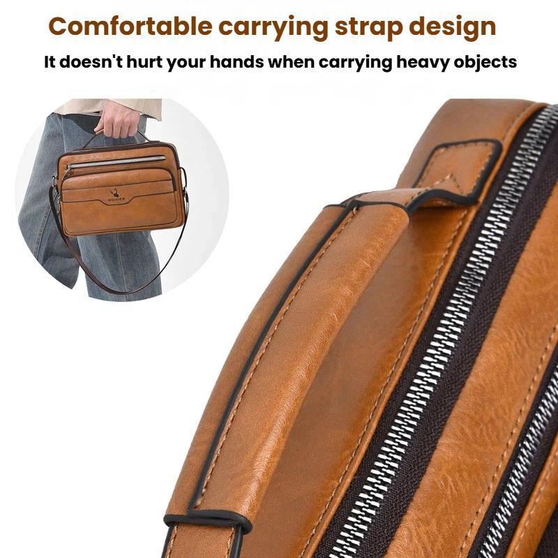 Retro Mens Crossbody Bag Waterproof PU Leather Business Shoulder Bag 5