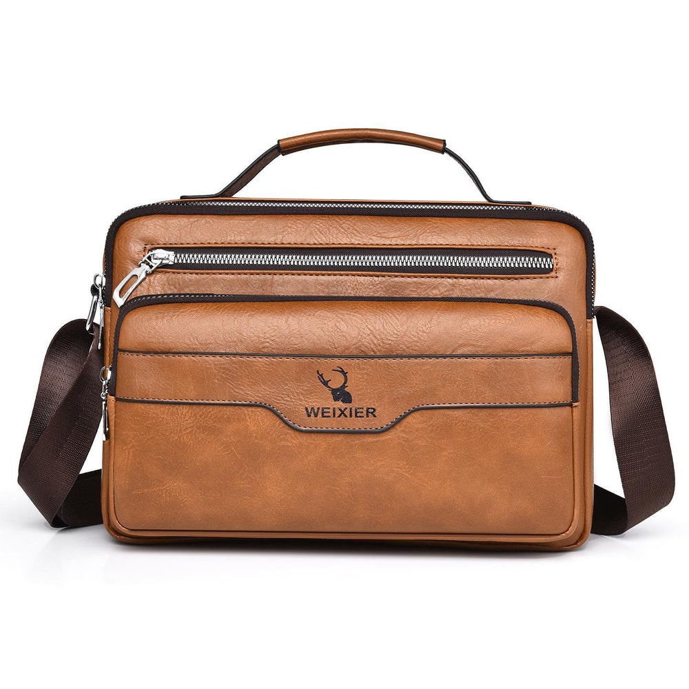 Retro Mens Crossbody Bag Waterproof PU Leather Business Shoulder Bag 11