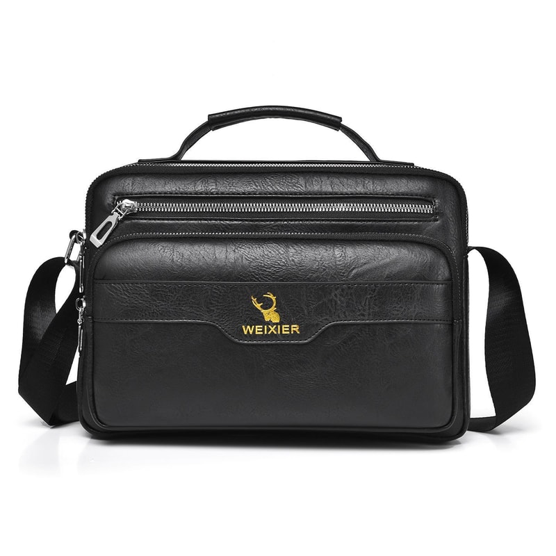Retro Mens Crossbody Bag Waterproof PU Leather Business Shoulder Bag 10