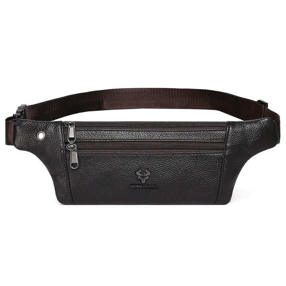 Mens Leather Waist Bag Crossbody Chest Bag for Travel