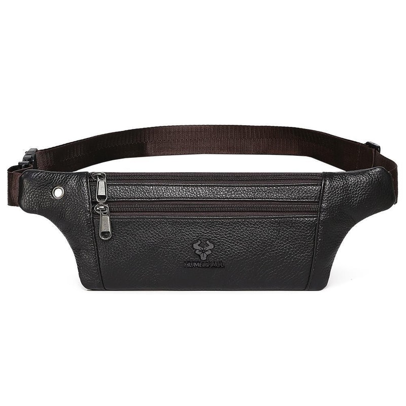 Mens Leather Waist Bag Crossbody Chest Bag for Travel