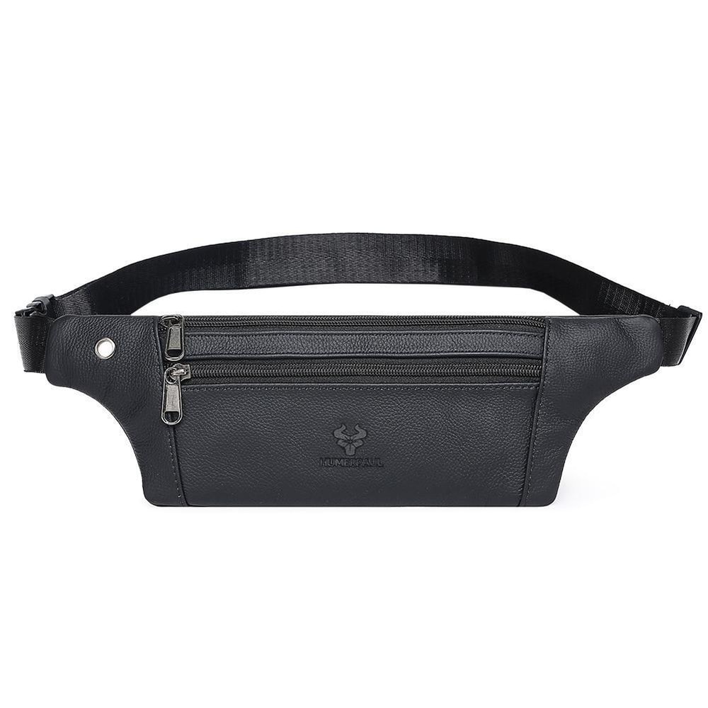 Mens Leather Waist Bag Crossbody Chest Bag for Travel
