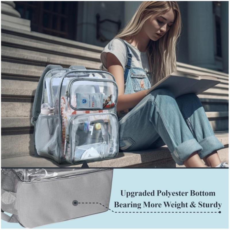Clear Waterproof PVC Backpack For School Travel And Events 5