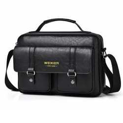waterproof pu leather messenger bag for men