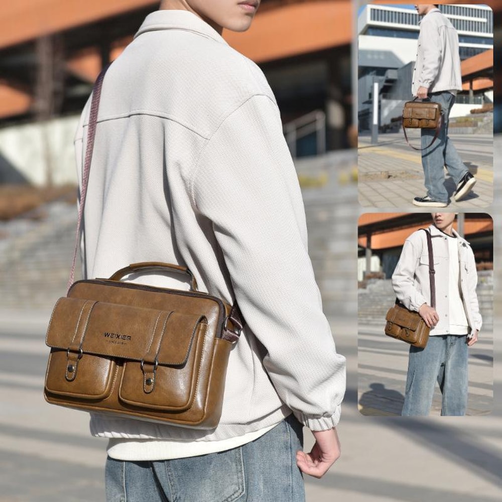 Waterproof PU Leather Messenger Bag For Men 1