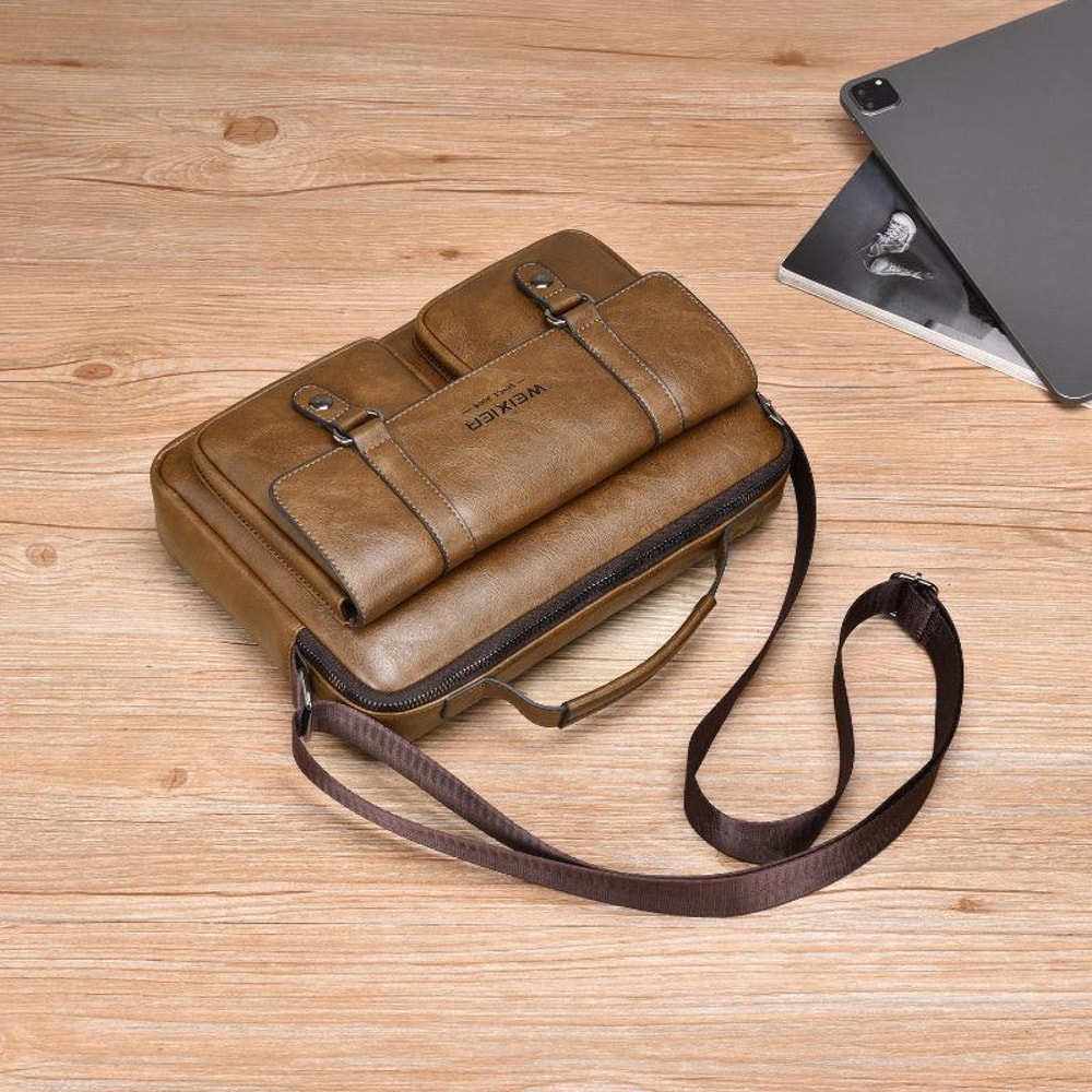 Waterproof PU Leather Messenger Bag For Men 2