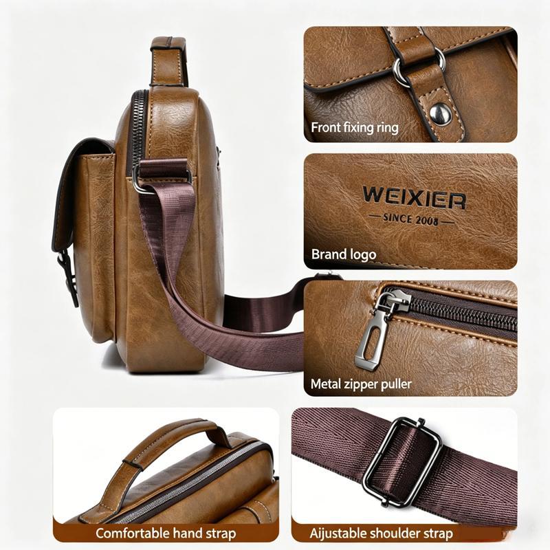 Waterproof PU Leather Messenger Bag For Men 5