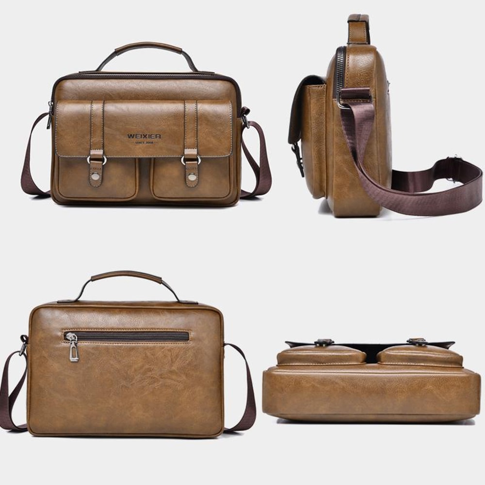 Waterproof PU Leather Messenger Bag For Men 6