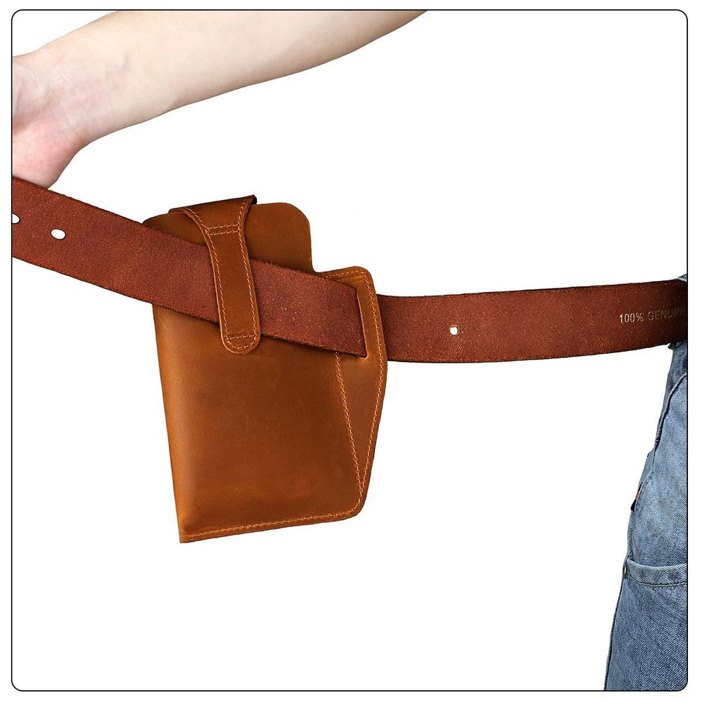 Genuine Leather Waist Bag For Men Outdoor Phone Belt Pouch 9