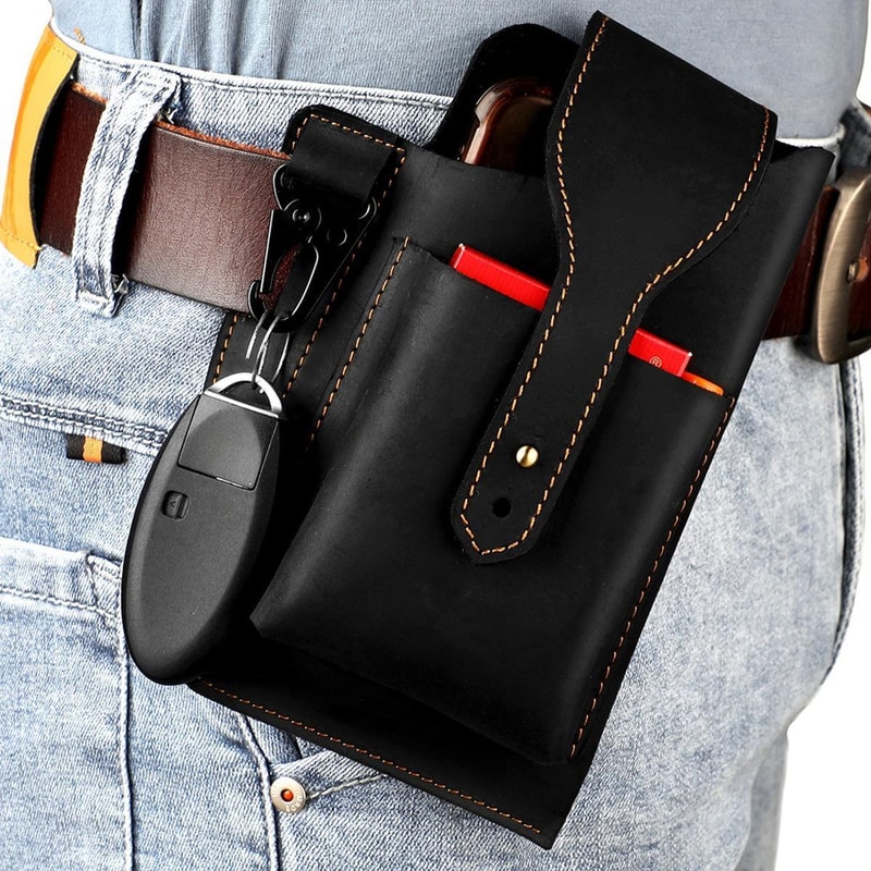 Genuine Leather Waist Bag For Men Outdoor Phone Belt Pouch 2