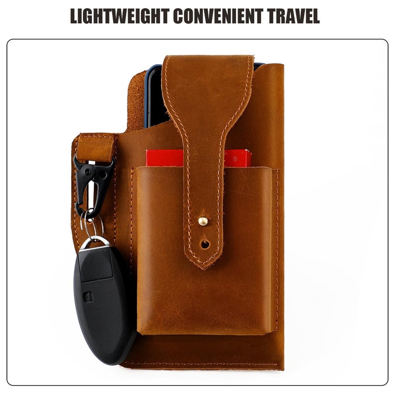Genuine Leather Waist Bag For Men Outdoor Phone Belt Pouch 7