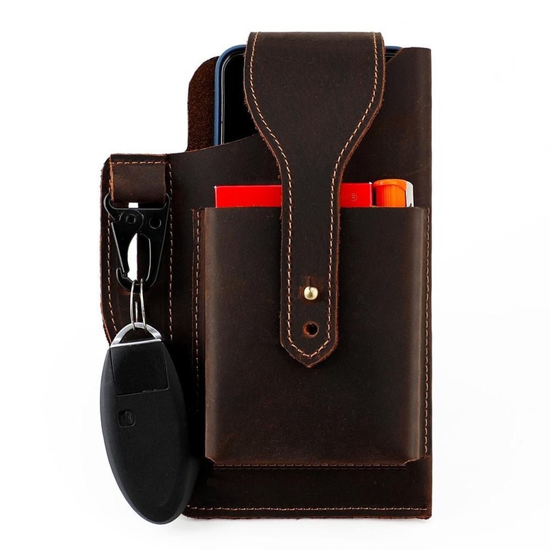 Genuine Leather Waist Bag For Men Outdoor Phone Belt Pouch 15