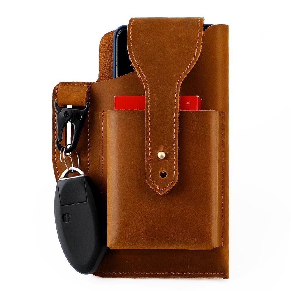 Genuine Leather Waist Bag For Men Outdoor Phone Belt Pouch 16