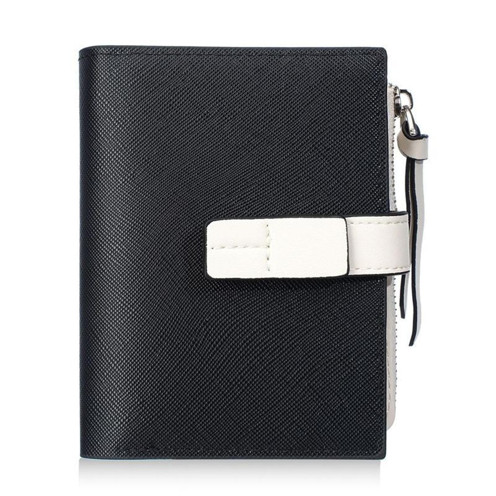 Women Compact Wallet with Snap Closure and Zippered Coin Pocket