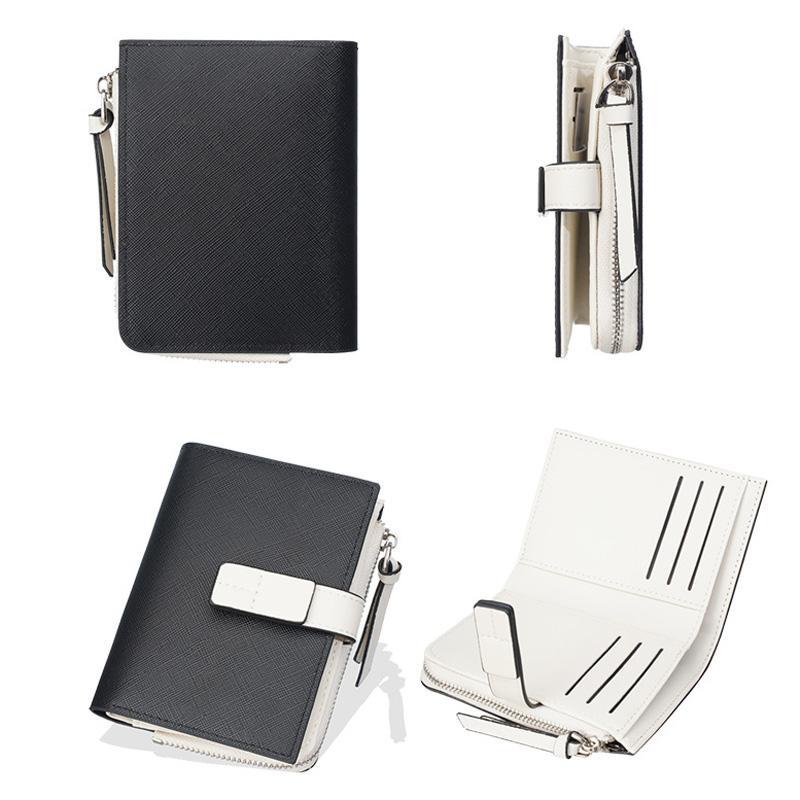 Women Compact Wallet with Snap Closure and Zippered Coin Pocket