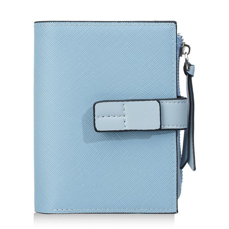 Women Compact Wallet with Snap Closure and Zippered Coin Pocket