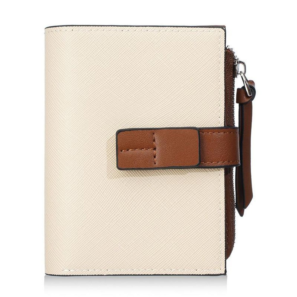 Women Compact Wallet with Snap Closure and Zippered Coin Pocket